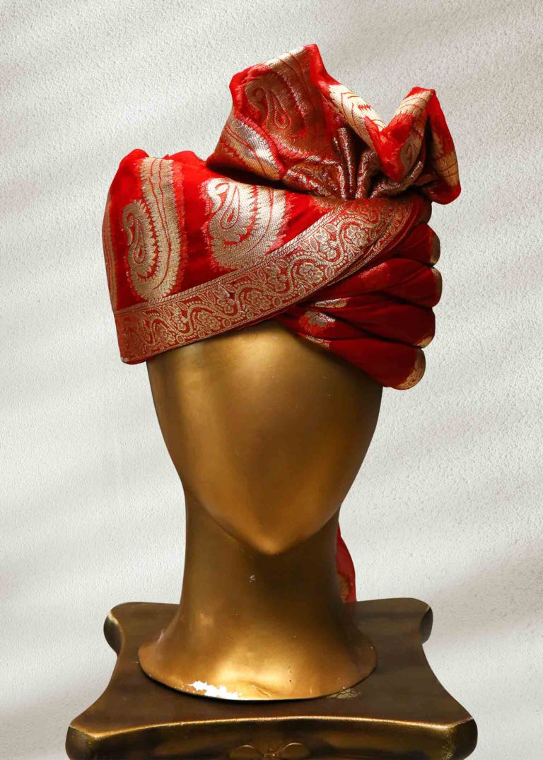 Red and Golden Rajasthani Turban