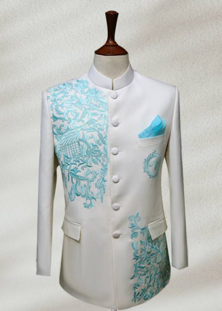 White Prince Suit for Men White and Golden Embroidered Prince Suit