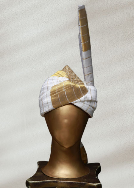 Classic White & Golden Turban Skin Color Prince Suit