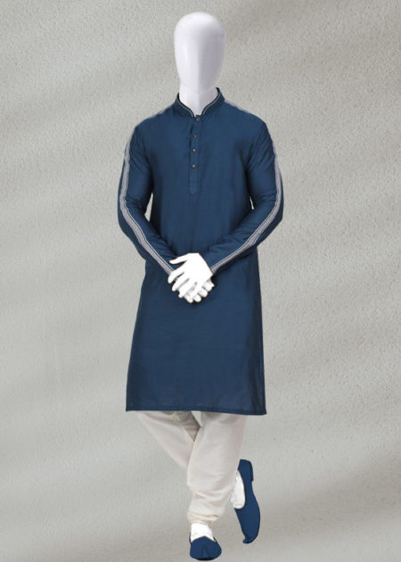 Blue Lining Kurta & Pajama Dark Zinc Kurta & White Shalwar