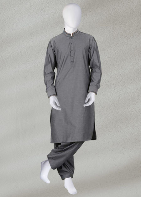 Charcoal Kurta & Shalwar Blue Lining Kurta & Pajama
