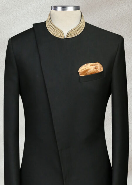 Black And Gold Side-Cut Sherwani Black And Gold Side-Cut Sherwani