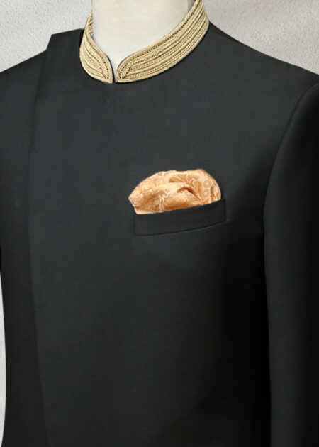 Black And Gold Side-Cut Sherwani Black And Gold Side-Cut Sherwani