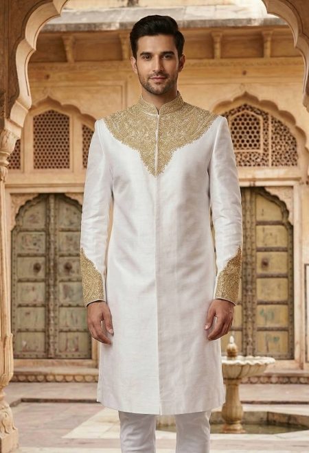 Golden Texture Sherwani