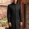 Traditional Black Embroidered Sherwani