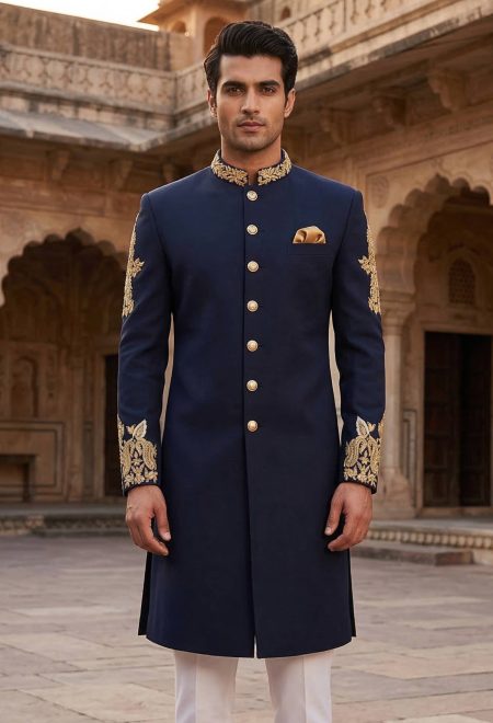 Blue Embroidered Sherwani