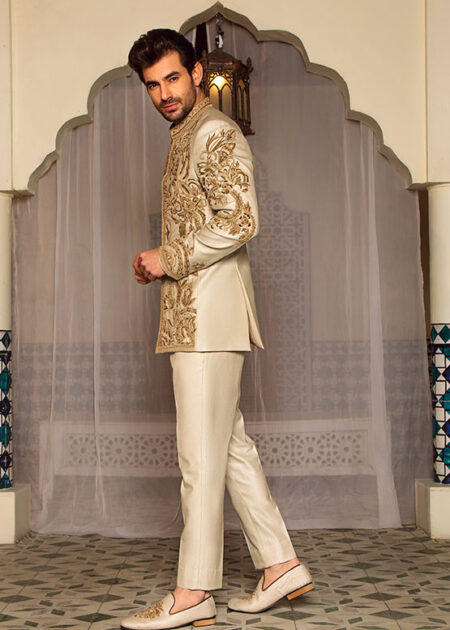 Creamy Prince Suit with Golden Embroidery Creamy Prince Suit with Golden Embroidery