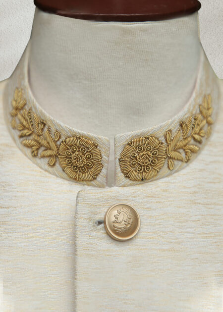 White and Golden Embroidered Prince Suit White and Golden Embroidered Prince Suit