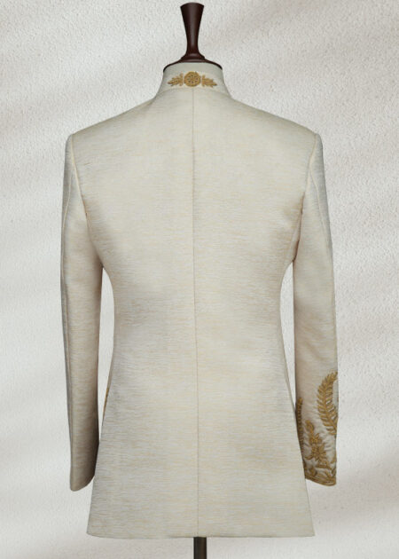 White and Golden Embroidered Prince Suit White and Golden Embroidered Prince Suit