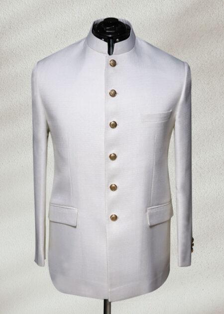 Plain White Prince Coat Black Angle Cut Prince Coat
