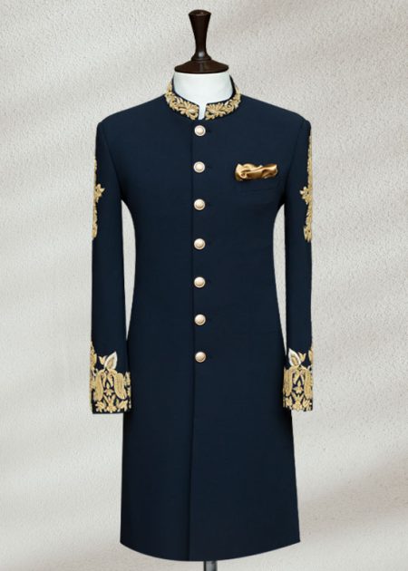 Blue Embroidered Sherwani Blue Embroidered Sherwani