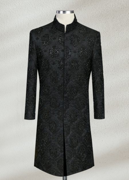 Traditional Black Embroidered Sherwani Traditional Black Embroidered Sherwani