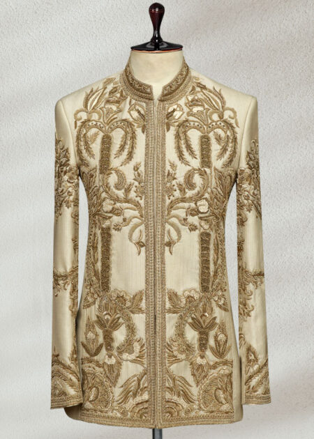 Creamy Prince Suit with Golden Embroidery Creamy Prince Suit with Golden Embroidery