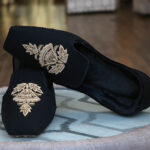 Handmade Black With Golden Embroidered Khussa Khussa for Groom in Off-White color