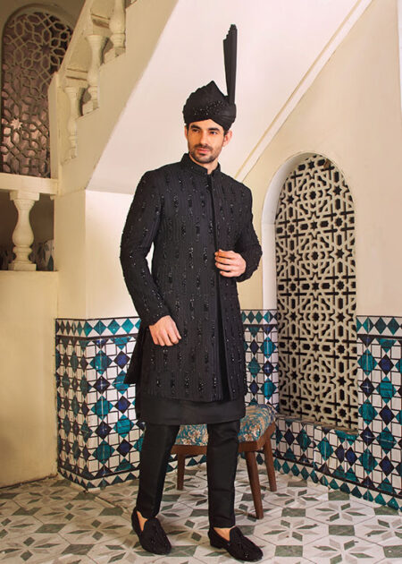 Black Bead Work Sherwani Black Bead Work Sherwani