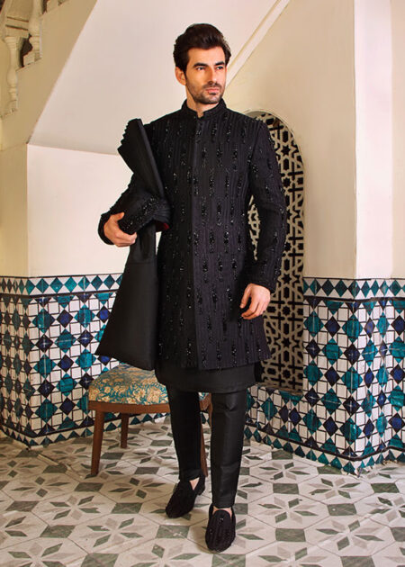 Black Bead Work Sherwani Black Bead Work Sherwani