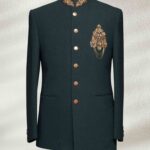 Green Embroidered Prince Suit Off-White Traditional Embroidered Prince Suit