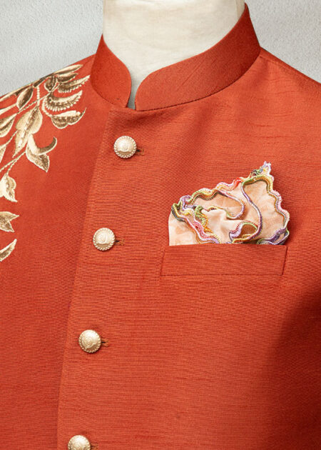 Orange Embroidered Waistcoat