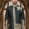 Luxury Green Embroidery Prince Suit