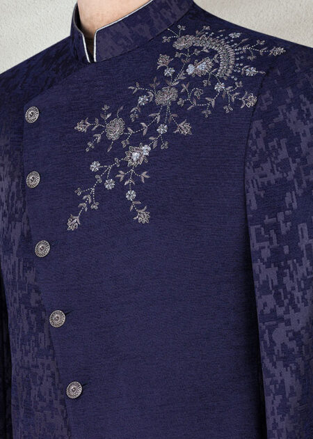 Midnight Blue Embroidered Prince Suit