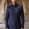 Midnight Blue Embroidered Prince Suit