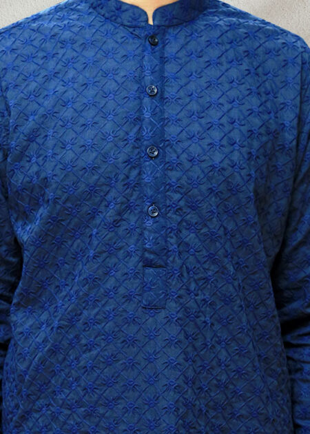 Blue Chikankari Kurta For Men