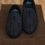 stylish black embroidered loafer