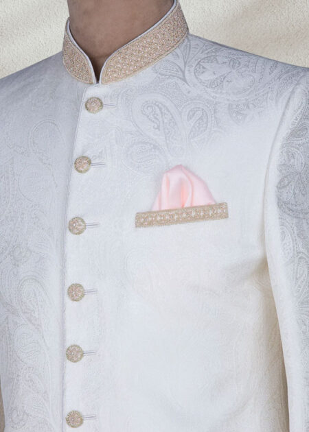 Off-White Zardosi Embroidered Sherwani