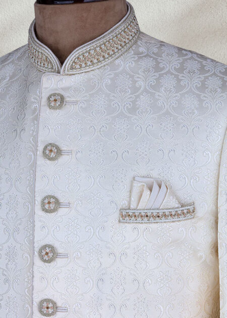 Off-White Texture Wedding Sherwani