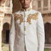 White Prince Coat With Golden Embroidery Black Prince Coat With Golden Embroidery