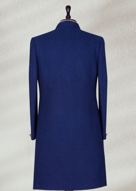 Dark Blue Thread Embroidered Sherwani