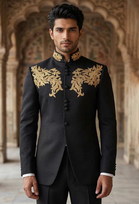 Black Prince Coat With Golden Embroidery Black Prince Coat With Golden Embroidery Black Prince Coat With Golden Embroidery Black Prince Coat With Golden Embroidery