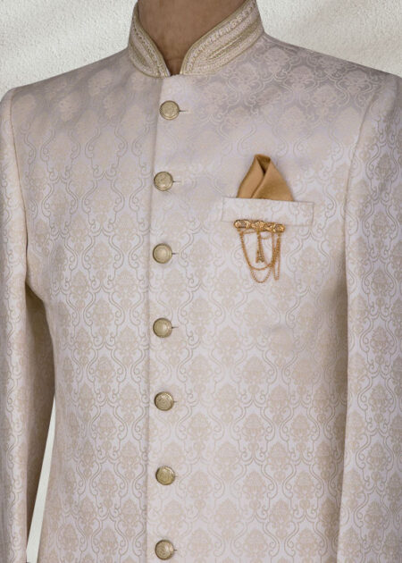 Off-White Embroidered Wedding Sherwani