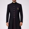 Dark Purple Self Textured Sherwani