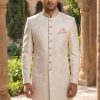 Off White Zardosi Embroidered Sherwani for Men