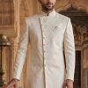 Stylish Off White Texture Sherwani for Men