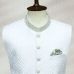 White Chicken Kari Silver Embroidered Waistcoat