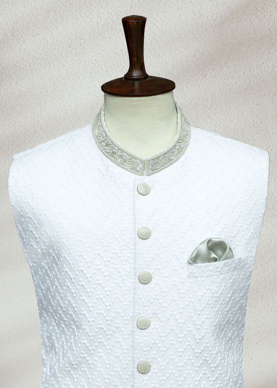 White Chicken Kari Silver Embroidered Waistcoat