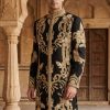 Luxurious Hand Embroidered Black Golden Sherwani Golden Embroidered Sherwani
