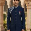 Dark Blue Resham Embroidered Prince Suit