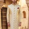 Self Embroidered Golden Sherwani