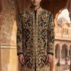 Mughal Era Style Hand Embroidered Sherwani Golden Embroidered Sherwani