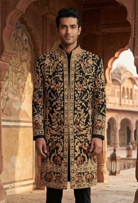 Mughal Era Style Hand Embroidered Sherwani Hand Embroidered Sherwani