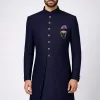 Midnight Blue Textured Sherwani
