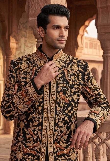 Luxury Mughal Era Style Hand Embroidered Sherwani Hand Embroidered Sherwani