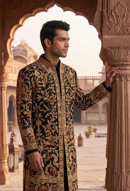 Luxury Mughal Era Style Hand Embroidered Sherwani Hand Embroidered Sherwani