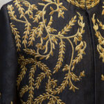 Black Textured Gold Embroidered Sherwani