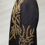 Black Textured Gold Embroidered Sherwani