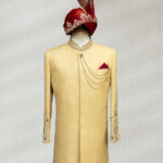 Golden Sherwani with Ornate Embroidery