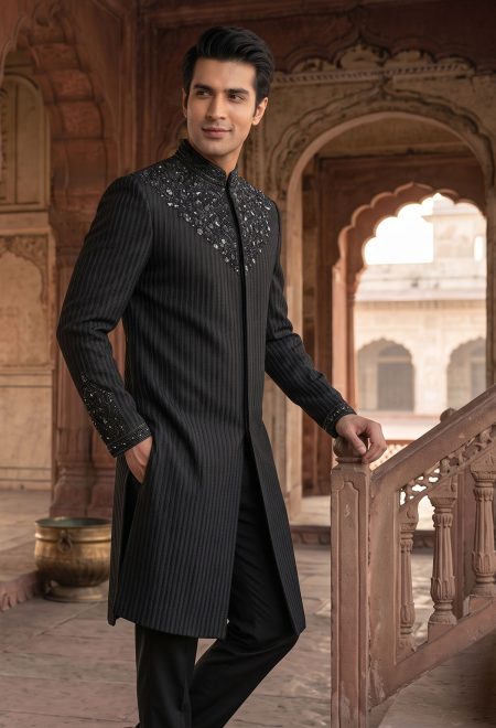Stylish Black Embroidered Sherwani Black Embroidered Sherwani Stylish Black Embroidered Sherwani Black Embroidered Sherwani